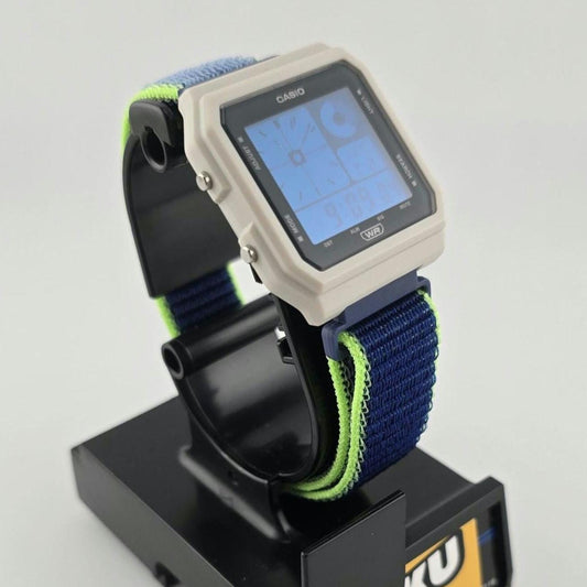 Casio LF20W-8A Modified | POP Blue | With Blue Tint | Blue and Green Nylon Loop Strap | Retro Style Watch Gift